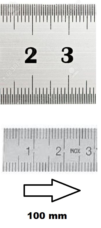 HORIZONTAL FLEXIBLE RULE CLASS II LEFT TO RIGHT 100 MM SECTION 13x0,5 MM<BR>REF : RGH96-G2100B02C